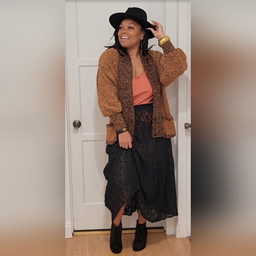 Vintage Sideffects Chunky Sweater Black And Brown… - image 2